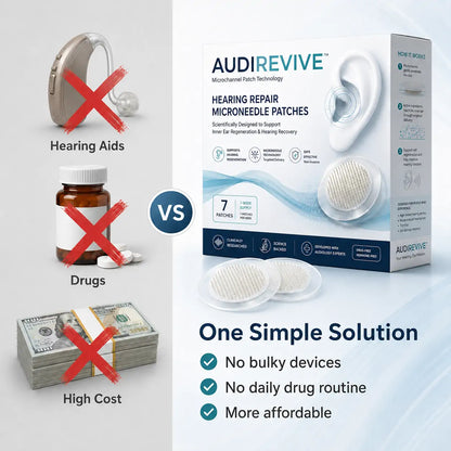 AUDIREVIVE™ HEARING REPAIR MICRONEEDLE PATCHES ✅ Targets Hearing Loss, Tinnitus, Ear Infections, Balance Disorders, and Age-Related Ear Degeneration.