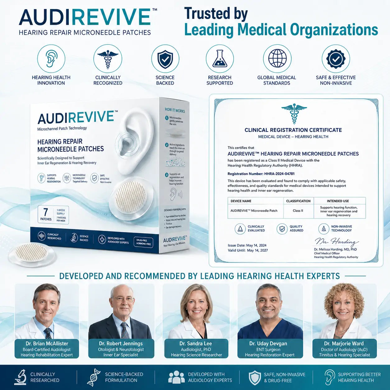AUDIREVIVE™ HEARING REPAIR MICRONEEDLE PATCHES ✅ Targets Hearing Loss, Tinnitus, Ear Infections, Balance Disorders, and Age-Related Ear Degeneration.