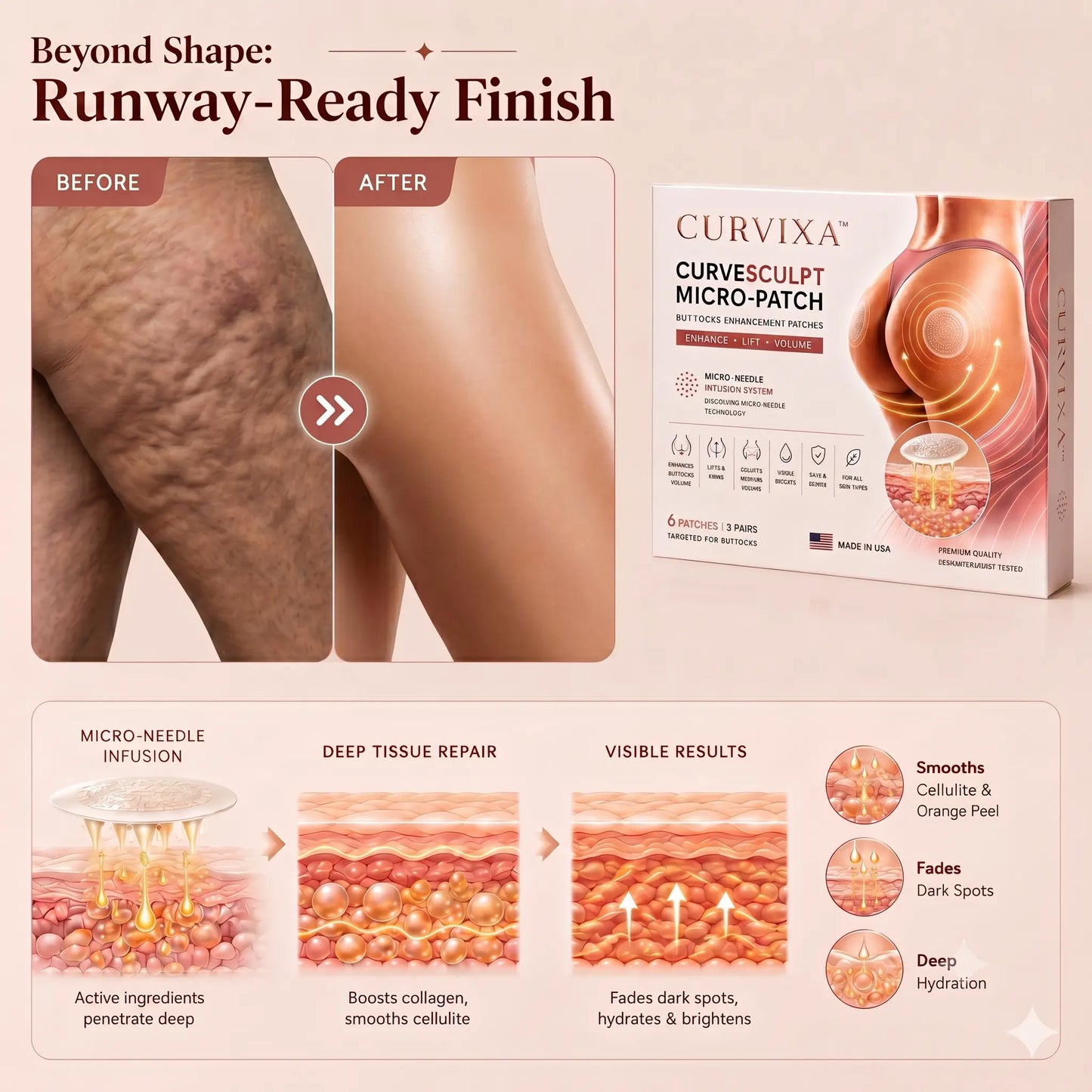 Curvixa™ CurveSculpt Micro-Patch ✦ Sculpt • Firm • Smooth Lower Body Curves ✦ Micro-Needle Infusion System